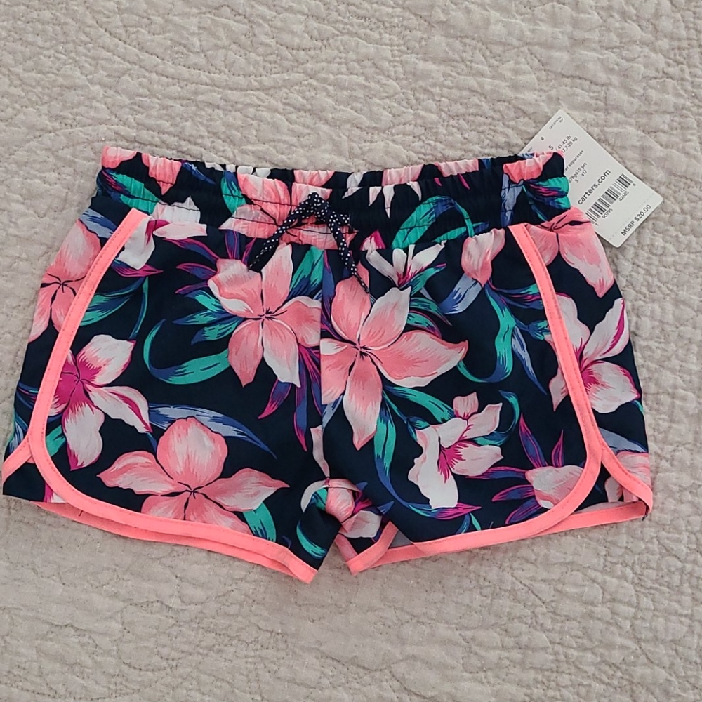Carter's floral girls shorts with liner- NWT